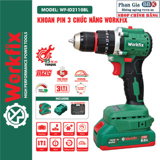 [LOẠI 1] Máy khoan pin WORKFIX 21V, Động cơ KHÔNG CHỔI THAN - Tăng kèm bộ phụ kiện 24 chi tiết