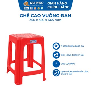 Combo 2&4 Ghế Nhựa Cao Vuông Đan - Chính Hãng Qui Phúc - Nhựa Chính Phẩm, Chịu Lực Tốt – Phù Hợp Gia Đình, Quán Ăn