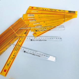 Combo 1 chiếc Thước kẻ khắc 20cm + 3 bút bi 207 + 10 nhãn vở