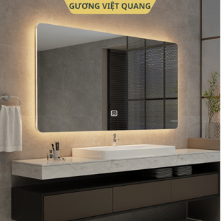 Gương Treo Tường Hình Chữ Nhật Có Đèn Led Cảm Ứng Thông Minh, Treo Nhà Vệ Sinh, Bàn Trang Điểm.