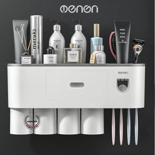  Bộ Nhả Kem Đánh Răng Tự Động Giá Treo Bàn Chải Nhà Tắm - Kệ Để Đồ Kèm Cốc Và Miếng Dán Tường - OENON 