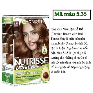 Garnier Nutrisse creme Thuốc Nhuộm Tóc phủ bạc, bền màu vĩnh viễn và phục hồi tóc hư tổn Đức