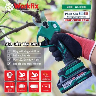 [CHÍNH HÃNG] Máy Cắt Cành Pin WORKFIX 21V, Không chổi than, Máy Siêu Khỏe Công Suất 1800W - Bảo Hành 12 Tháng