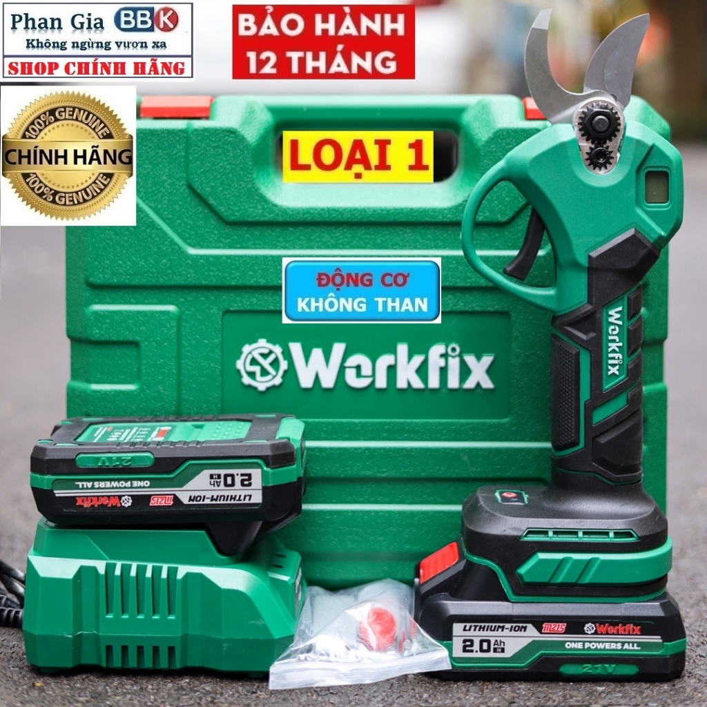 [CHÍNH HÃNG] Máy Cắt Cành Pin WORKFIX 21V, Không chổi than, Máy Siêu Khỏe Công Suất 1800W - Bảo Hành 12 Tháng