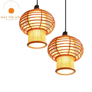 Đèn mây đan mắt vuông - đèn trang trí thả trần