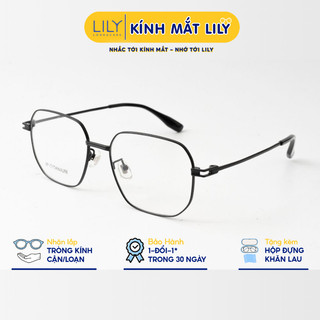 Gọng kính mắt nam nữ LILYEYEWEAR kiểu dáng mắt Oval hiện đại chất liệu IP-Titanium cao cấp màu sắc thời trang 98596