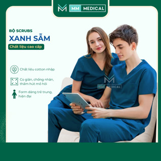 Đồng phục, quần áo bác sĩ, y tá, điều dưỡng, spa, phòng khám nam, nữ màu XANH SẪM, xanh dương đậm