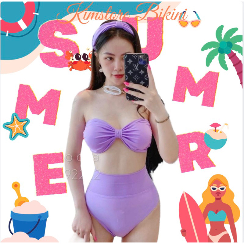 Bikini/ Đồ bơi 2 mảnh tím lưng cao