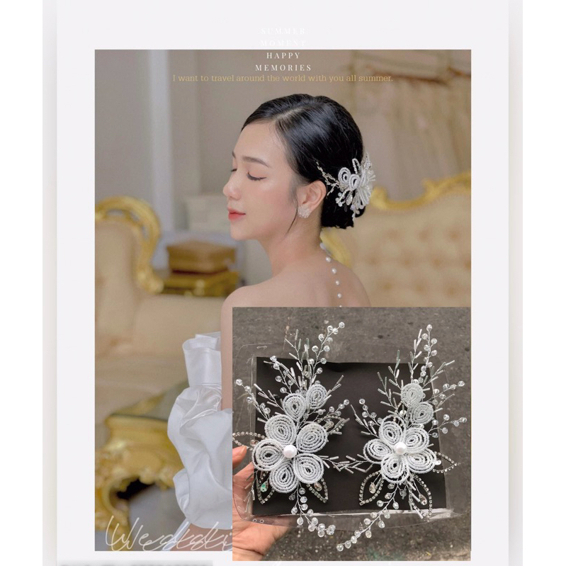 Cài hoa kết cườm [HC152] GIÁ 1 CÁI. hoa cài tóc cô dâu