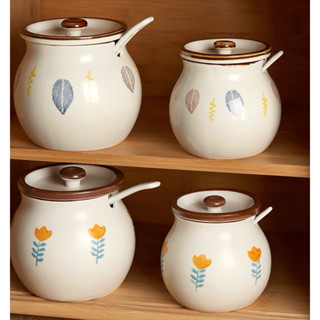  Lọ Đựng Mỡ Heo Chịu Nhiệt Cao Trang Trí Nhà Bếp Hũ Đựng Mỡ Gốm Sứ Cao Cấp Tặng Kèm Thìa 