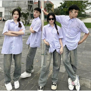 Quần Jean Ống Rộng Cạp Cao Li Sọc Dáng Xuông, Vải Bò Dày Đẹp