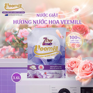 Nước giặt Veemill 3,6 Lít ,lưu hương lâu, hương nước hoa, giặt sạch, mềm mại kháng khuẩn