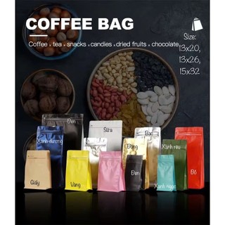 [1kg/size] túi zipper 8 cạnh đựng cafe - ĐÃ ĐÓNG VAL (Full size, nhiều màu)