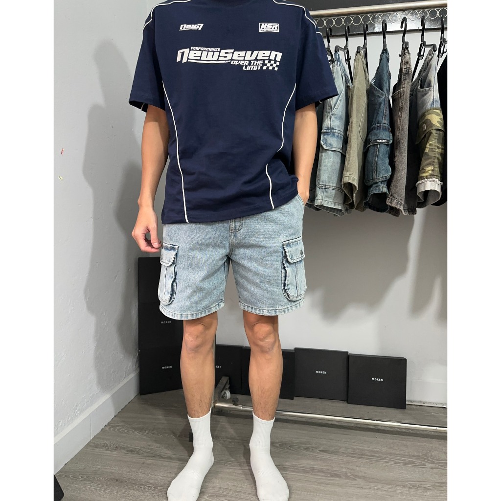 Quần short jeans nam moken M08