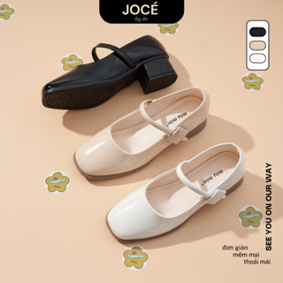 Giày búp bê Autumn Mary quai ngang logo Miu vuông Jocé mũi tròn da bóng cho nữ mùa thu
