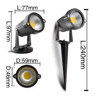 [GIAO HỎA TỐC] ĐÈN LED RỌI CẮM CỎ SÂN VƯỜN ĐẾ NGỒI ÁNH SÁNG VÀNG 5W