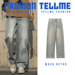 Quần Jean Nam Ống Suông Wash Retro Tellme Fashion, Quần Jean Nam Dáng Baggy Wash Khói Chất Liệu Cao Cấp