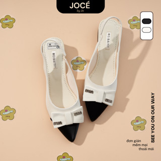 [LÙI 1 SIZE] Giày slingback mũi nhọn nơ Miu phối màu Jocé gót hở sang chảnh cho nữ,dép nữ đi du lịch