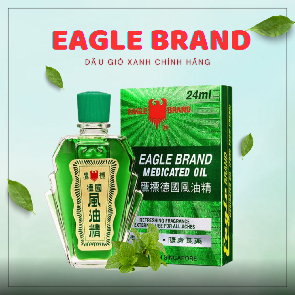 [CHUẨN EAGLE BRAND] Dầu gió xanh chính hãng - EAGLE BRAND 24ML, 2 nắp chuẩn SINGAPORE 100%
