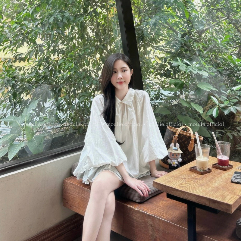 MOULIÉ | 𝐌𝐚̂𝐲 𝐓𝐨𝐩 Áo sơ mi cổ bẻ tay bồng