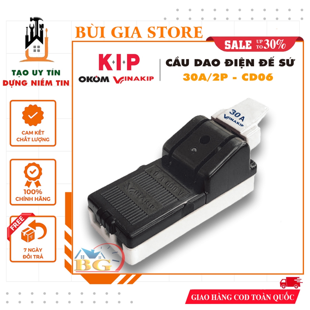 Cầu dao đế sứ 2P 30A 600V cực đúc