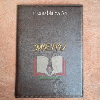 Menu bìa da cao cấp,menu da A4 (10 lá)