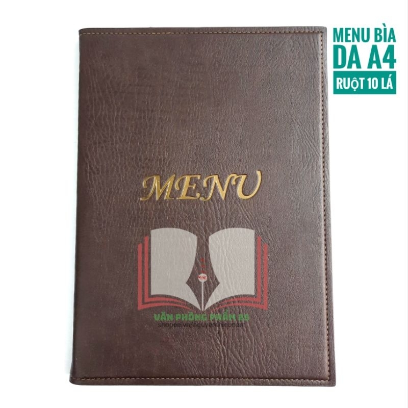 Menu bìa da cao cấp,menu da A4 (10 lá)
