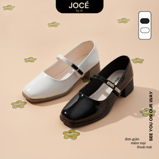 Giày Autumn Barbie quai Miu ngang Jocé mũi tròn da bóng cho nữ mùa thu