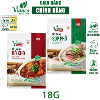 Gia vị nấu Bò Kho, Phở, Bún Bò Huế gói 18g Vianco Việt Ấn gia vị nêm sẵn chuẩn vị