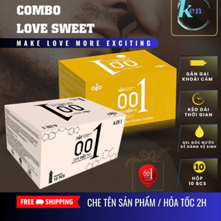 combo 2 hộp Bcs oio siêu mỏng 001 gân gai li ti kéo dài thời gian chống xuất tinh sớm nhiều gel bôi trơn hộp 10 bcs
