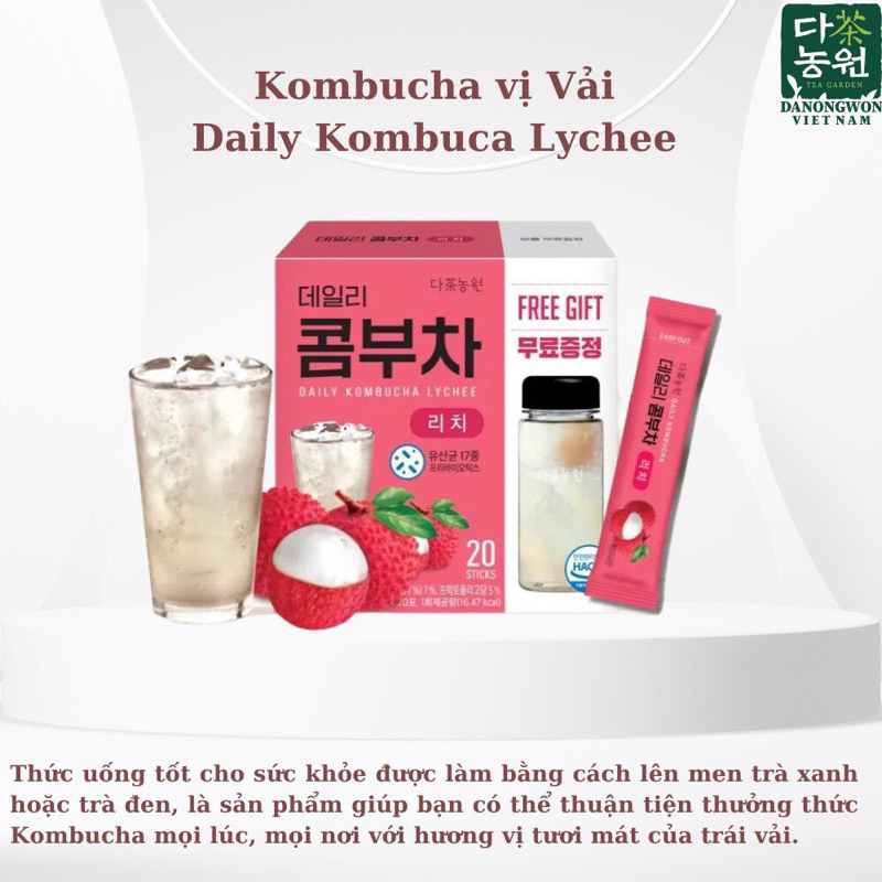 Trà Kombucha Danongwon nhập khẩu Hàn Quốc Hộp 20 Gói - Tặng Kèm Bình Hỗ Trợ Giảm Cân hiệu quả