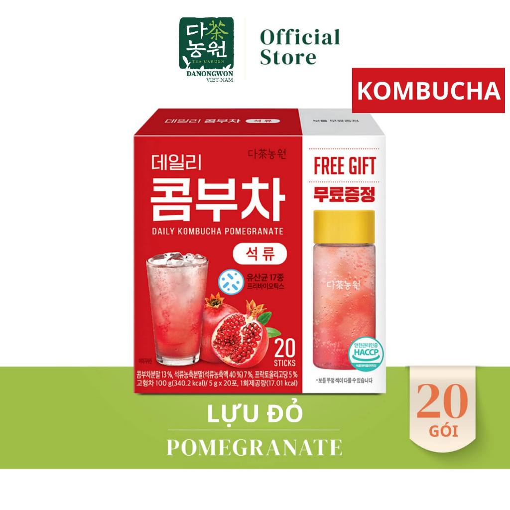 Trà Kombucha Danongwon nhập khẩu Hàn Quốc Hộp 20 Gói - Tặng Kèm Bình Hỗ Trợ Giảm Cân hiệu quả