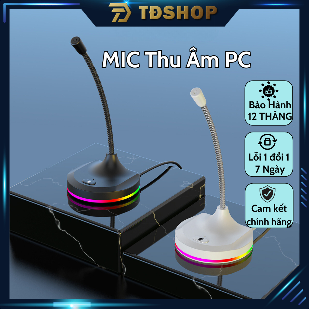 Micro Máy Tính, Laptop MK09 Jack USB Có LED Thu Âm 360 Độ Lọc Tiếng Ồn Độ Nhạy Cao Cho Học Tập, Thuyết Trình, Chơi Game.