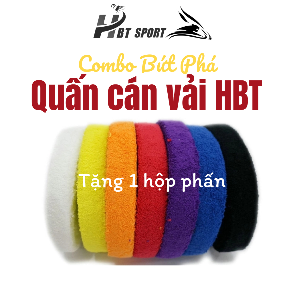 [TẶNG HỘP PHẤN] Quấn cán vải cầu lông HBT, Cuốn cán vải HBT cuộn 10M, Combo Bứt Phá