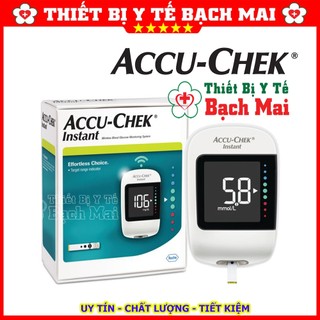 Máy đo đường huyết accu-chek instant mỹ chính xác 100% tặng 25 que thử + 10 kim chích máu