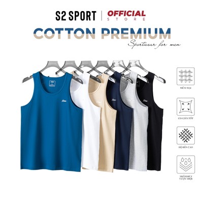 Áo thun ba lỗ nam cotton S2 SPORT áo sát nách cao cấp mặc hè thoáng khí, thấm hút mồ hôi - STT01