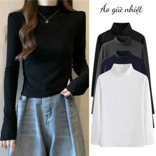Áo giữ nhiệt nữ MIAA cổ cao có lót bông ôm eo cực tôn dáng