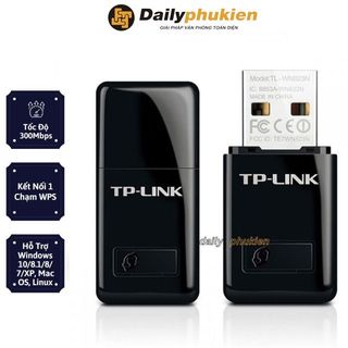 USB wifi tốc độ 300mbps chính hãng Tp-Link , Thiết bị thu sóng wifi cho máy tính PC laptop