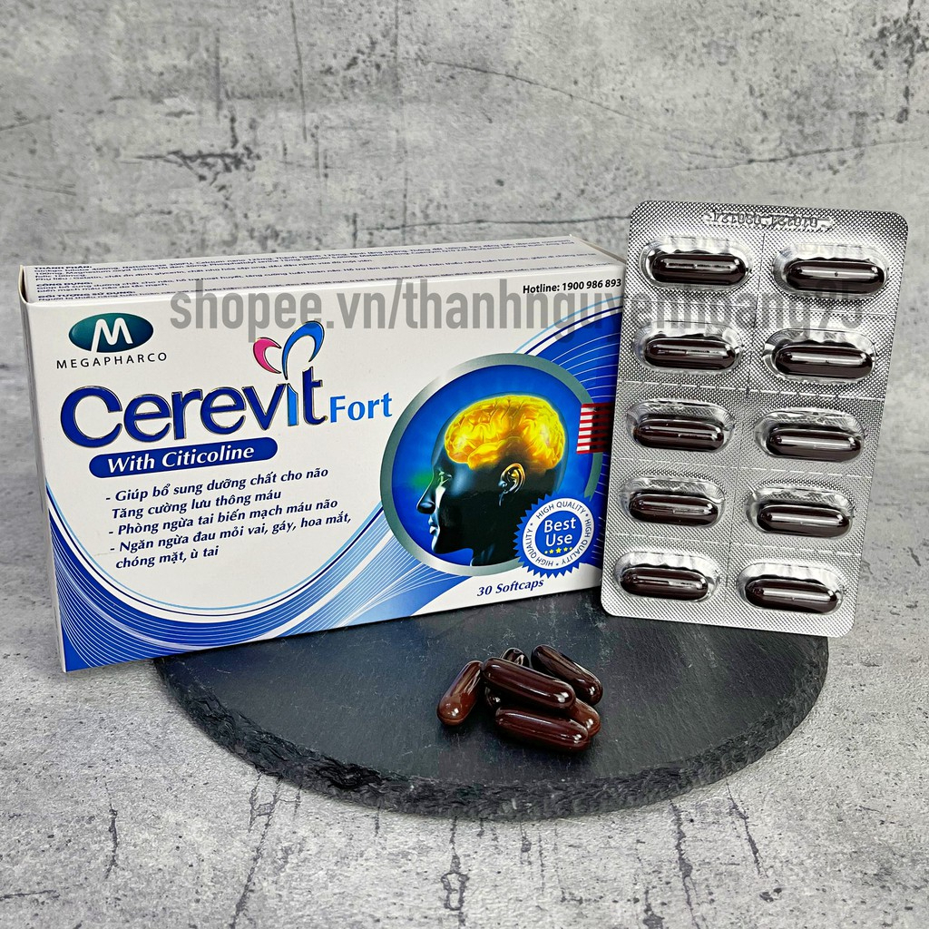 Bổ não CEREVIT FORT Tăng cường trí nhớ, hoạt huyết dưỡng não Hộp 30 viên