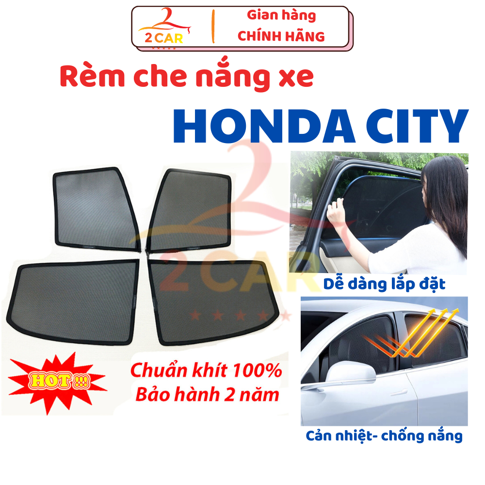 Rèm che nắng kính sườn xe Honda City 2015 2016 2017 2018 2019 2020 2021 2022 2023 2024- 1 bộ 4 cánh 