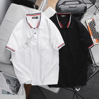 Big Men - Áo thun polo cá sấu cotton phối bo cổ có túi form big size 85-130kg - polo qdan