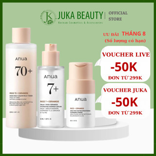 Bột rửa mặt/ Nước hoa hồng/ Tinh chất gạo Anua Rice Brightening Cleansing Powder/ 70 Glow Milky Toner/ Ceramide Serum