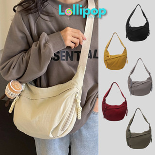 Túi Đeo Chéo Đi Học LOLLIPOP BAGS Túi Bánh Bao Bán Nguyệt Vải Bố Đeo Vai Đi Chơi Nam Nữ Basic Chần Bông Chống Thấm Nước