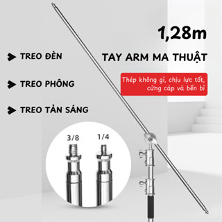 Tay arm treo đèn dài 128cm + củ cờ (kupo) khớp nối với chân đèn
