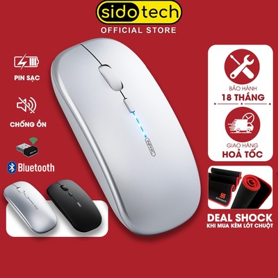 Chuột không dây bluetooth SIDOTECH INPHIC M1PRO pin sạc silent chống ồn led hiện pin laptop macbook ipad pc