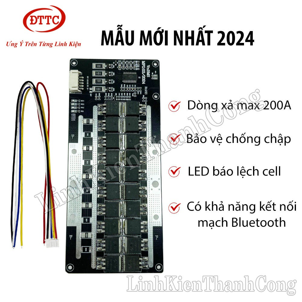 Mạch Bảo Vệ 3.2V 4S 200A (40 Mosfet) Mẫu Cải Tiến 2024