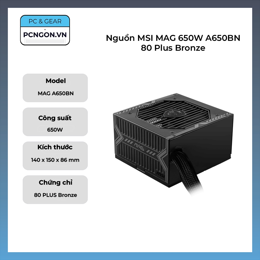 [PCNGON] Nguồn MSI MAG 650W A650BN 80 Plus Bronze