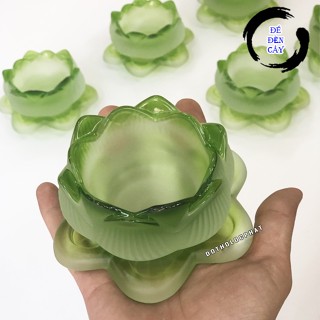 Đế Đèn Cầy Bằng Lưu Ly Hoa Sen 10cm Nhiều màu