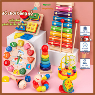 Combo 6 món đồ chơi gỗ an toàn cho bé phát triển trí tuệ shop mẹ Siro