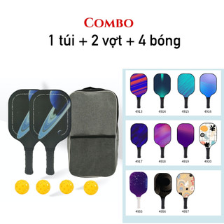 Combo vợt chơi Pickleball chất liệu sợi thuỷ tinh nhẹ bền, gồm 2 vợt, 1 túi đựng và 4 quả bóng tiêu chuẩn usapa hoa kỳ